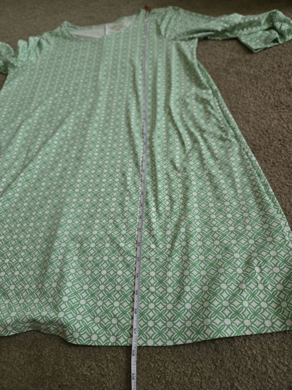 Lilly Pulitzer Chilly Lilly Solia UPF 50 Green White Geometric LS Dress XXL - Picture 14 of 14